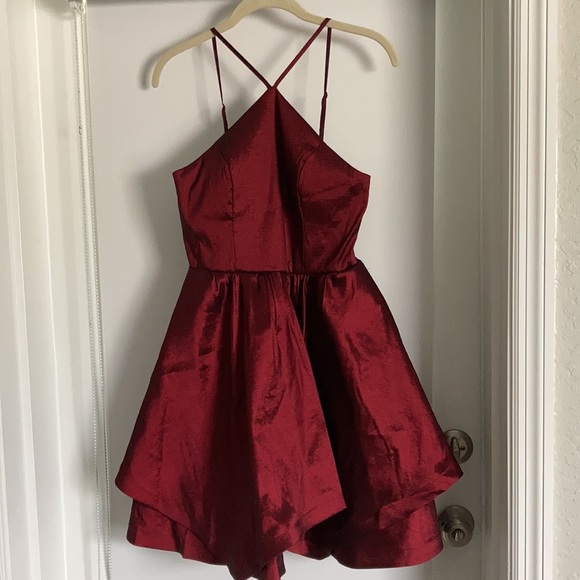 Sequin Hearts Y-Neck Handkerchief Fit Flare Dress - Picture 2 of 4